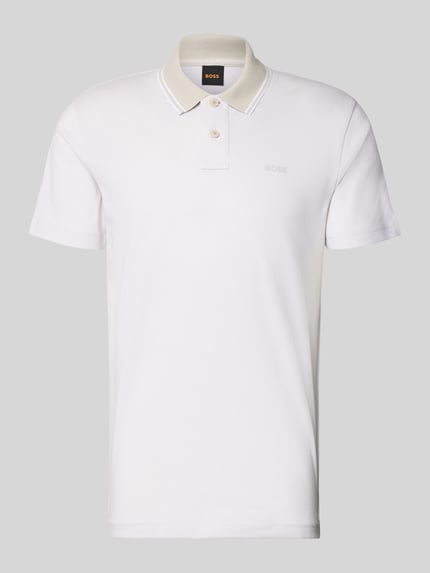 Produktfoto, Relaxed Fit Poloshirt aus reiner Baumwolle Modell 'PEOXFORDNEW' von BOSS, Mehrfarbig Optik, 2-Knopf-Verschluss, Logo-Print.