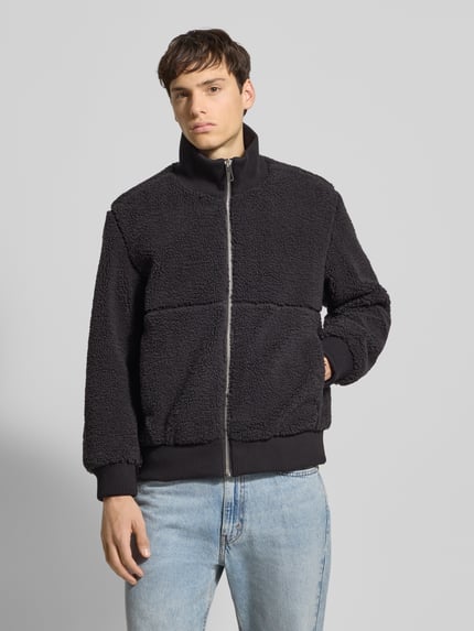 ONLY & SONS Regular fit bomberjack in de look van imitatiebont, model 'RAY' Antraciet - 4