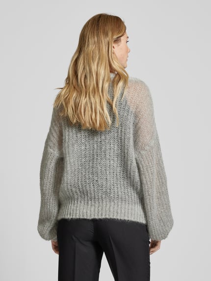 BOSS Gebreide pullover met boothals, model 'Fablura' Lichtgrijs - 5