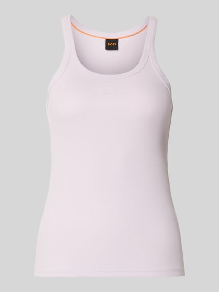 Produktfoto, Regular Fit Tank Top aus Baumwoll-Mix Modell 'C_EPETITE' von BOSS Orange, Optik: Unifarben, Ripp-Struktur, Label-Stitching, U-Ausschnitt.