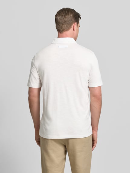 HUGO Koszulka polo o kroju slim fit z mieszanki lyocellu i lnu model 'DULINEN' Złamany biały 5