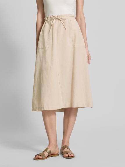 Christian Berg Woman Linnen rok met loopsplit Beige - 4