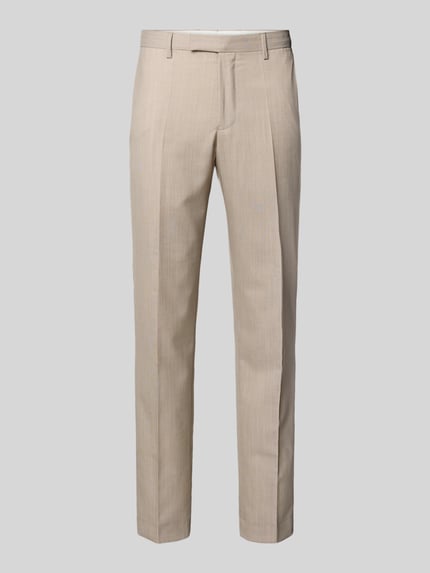 Produktfoto, Anzughose aus Schafswoll-Mix Modell 'Ryan' von Pierre Cardin in Beige, Slim Fit, Bügelfalten, glatte Textur, dezente Gesäßtaschen.