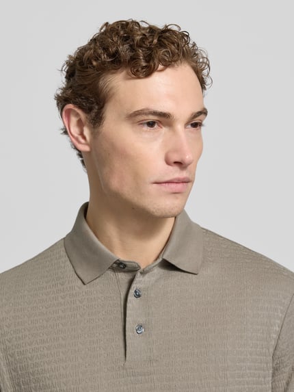 Emporio Armani Regular Fit Poloshirt mit Strukturmuster Hellgrau 3