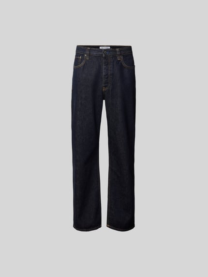 Produktfoto, Straight Fit Jeans im 5-Pocket-Design von WON HUNDRED, ciemnoniebieski dżins, bawełna, krój straight fit, guziki, zamek, długość nogawki wewnętrznej 45 cm, szerokość w rozmiarze 32/32: 77 cm