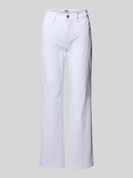 Productfoto, Wide Leg Jeans im 5-Pocket-Design Modell 'Laura' van MAC, wit, katoenmix met stretch, uitlopend model, knoop- en ritssluiting, bandwijdte maat 36/32: 41 cm, binnenbeenlengte maat 36/32: 80 cm