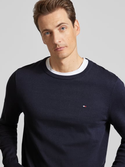 Tommy Hilfiger Gebreide pullover met logostitching Marineblauw - 3