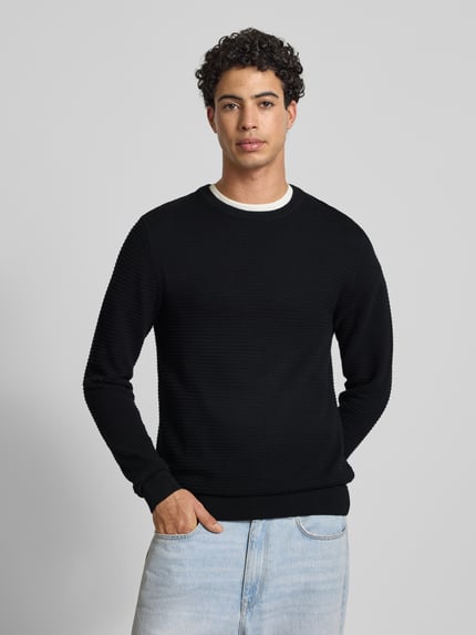 JACK & JONES Strickpullover mit Rundhalsausschnitt Modell 'OTTO' Black 4