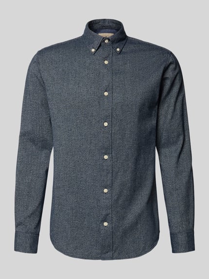 Produktfoto, Freizeithemd mit Knopfleiste Modell 'LUBARKLEY' von Jack & Jones Premium aus reiner Baumwolle, Regular Fit, dunkelblau, glatte Textur