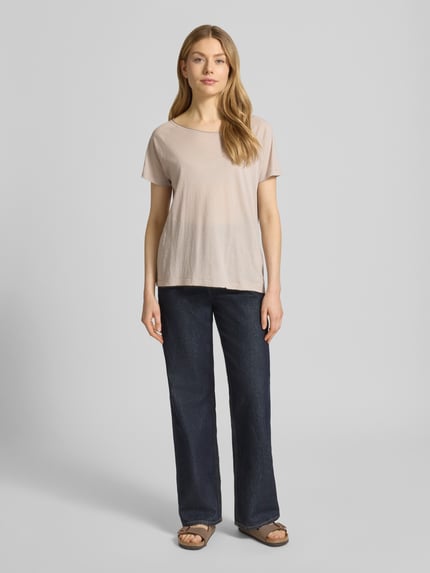 American Vintage T-shirt met boothals model 'LALOOM' Zand - 1