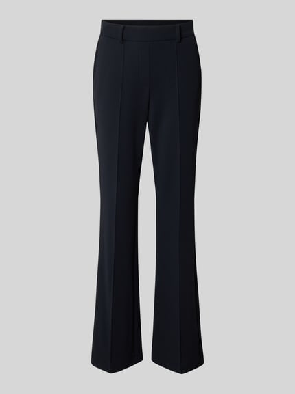 Produktfoto, Regular Fit Hose mit elastischem Bund von CAMBIO in Schwarz mit glatter Textur und geradem, weitem Bein für Damen Weite Hose