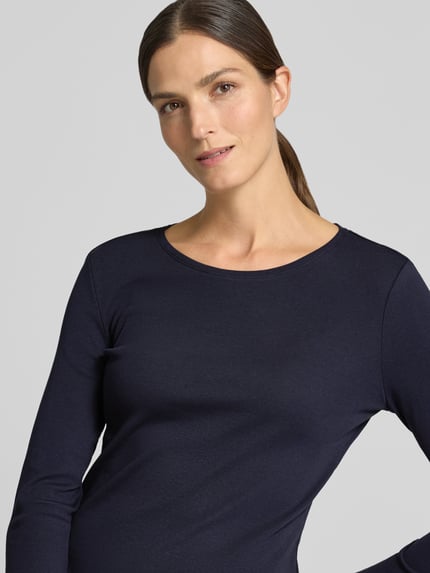 Christian Berg Woman Slim Fit Longsleeve aus reiner Baumwolle Dunkelblau 3