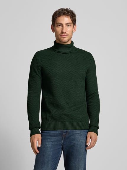 Selected Regular Fit Rollkragenpullover aus reiner Baumwolle Modell 'TREVOR' Dunkelgruen 4