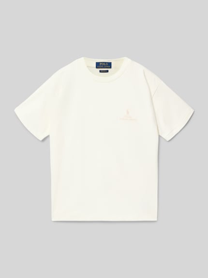 Productfoto, Relaxed Fit T-Shirt aus reiner Baumwolle van Polo Ralph Lauren Teens in uni-look, fijnrib, korte mouw, rondhals, labelprint