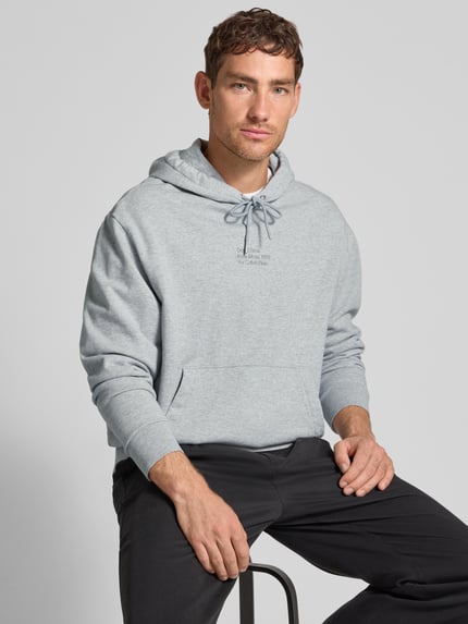 CK Calvin Klein Hoodie mit Label-Stitching Mittelgrau Melange 3