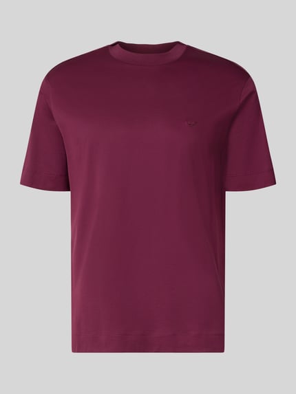Produktfoto, T-Shirt mit Rundhalsausschnitt von Emporio Armani in Dunkelrot, Regular-Fit, 1/2-Arm, gesäumte Abschlüsse, Rückenlänge 71 cm bei Größe M