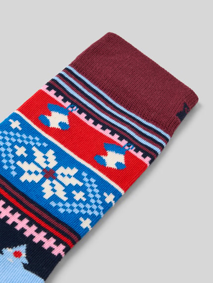 Happy Socks Socken aus elastischem Baumwoll-Mix Modell 'Christmas' Dunkelblau 2
