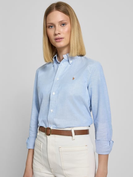 Polo Ralph Lauren Regular fit overhemdblouse met logostitching Lichtblauw gemêleerd - 3