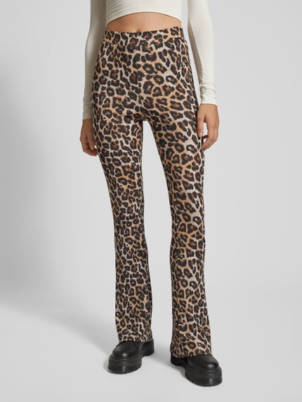 NOISY MAY® Flared stoffen broek met dierenprint, model 'PASA' Zwart - 4