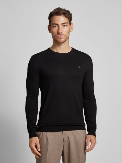 Scotch & Soda Sweter z dzianiny z wyhaftowanym logo model ‘CORE’ Czarny 4