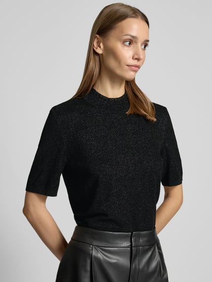 Marc Cain Shirt aus Effektgarn mit Stehkragen Black 3