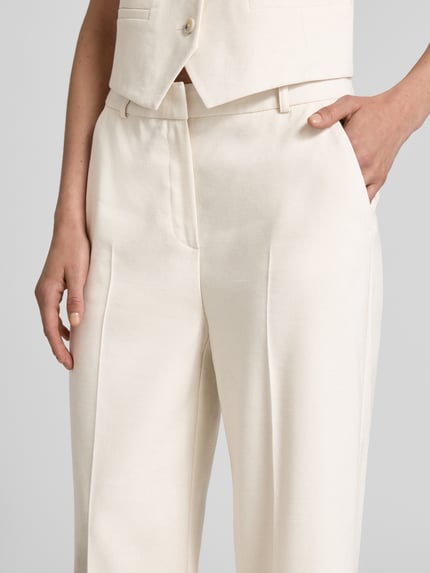 COMMA Straight Leg Anzughose aus Viskose-Mix mit Leinen-Anteil Sand 3