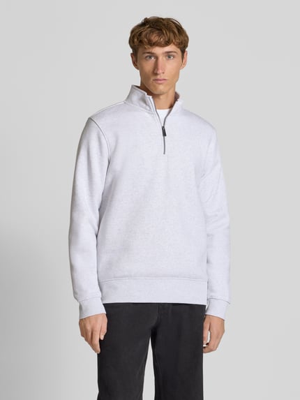 ONLY & SONS Regular Fit Troyer aus Baumwoll-Mix Modell 'CERES' Hellgrau Melange 4