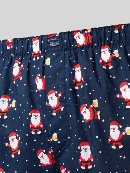 Christian Berg Men Boxershorts im Allover-Look mit elastischem Bund Dunkelblau 2
