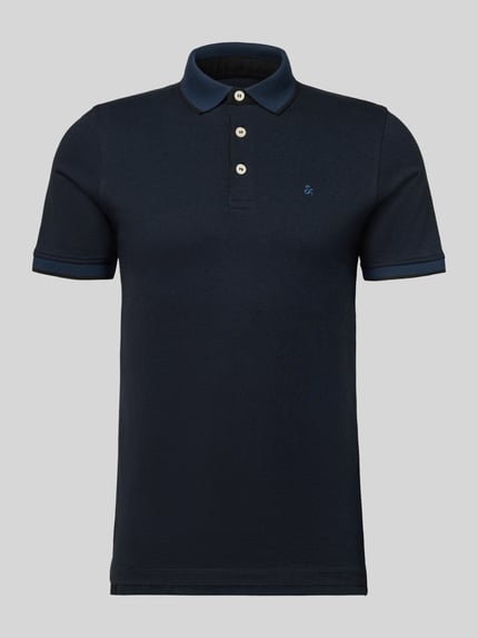 JACK & JONES Slim fit Poloshirt met viscose Model 'Paulos' Marineblauw - 2