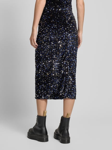 PIECES Figurbetonter Midi-Rock mit Pailletten Modell 'KAM' Black 5