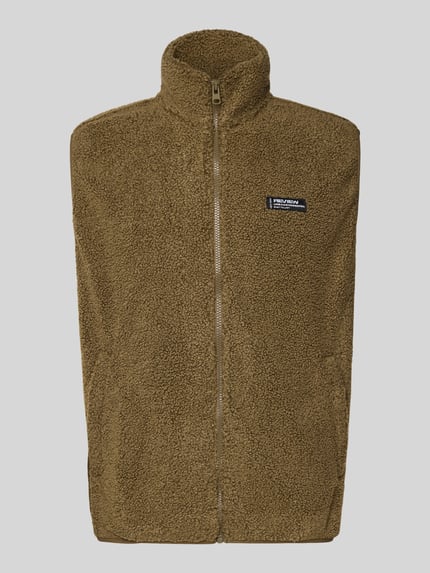 REVIEW Fleecegilet met opstaande kraag en steekzakken Kaki - 2
