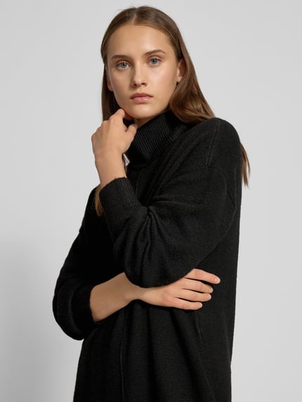 PIECES Sukienka z dzianiny o kroju oversized z dodatkiem wełny model „MALOU” BLACK 3