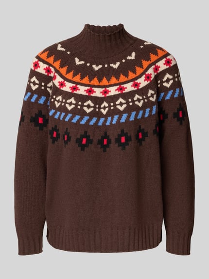 Weekend Max Mara Regular Fit Strickpullover aus reiner Schurwolle Modell 'HARDY' Dunkelbraun 2