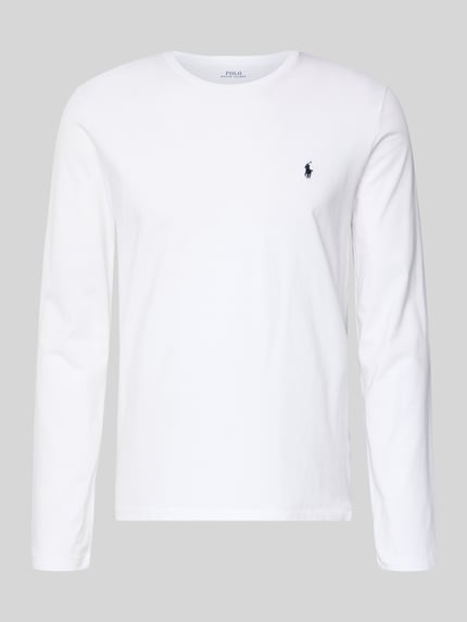 Productfoto, wit Longsleeve uit katoen met label-stitching van Polo Ralph Lauren, rechte pasvorm, geribde ronde hals