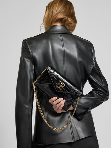 Anine Bing Clutch in envelopmodel met labelapplicatie Zwart - 1