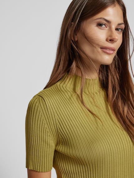 MORE & MORE Gebreid shirt met opstaande kraag Olijfgroen - 3