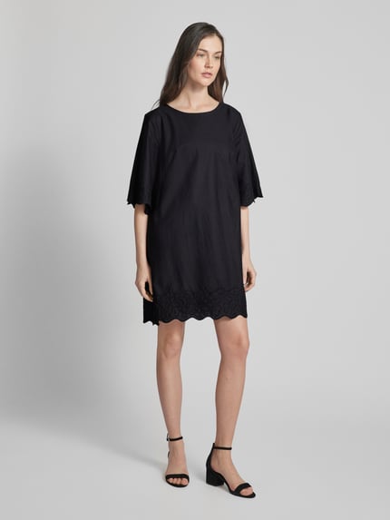 Esprit Minikleid in unifarbenem Design mit Rundhalsausschnitt Black 1