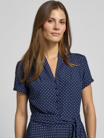 Lauren Ralph Lauren Taliowana sukienka koszulowa z wykładanym kołnierzem model 'EARNEST' Granatowy 3