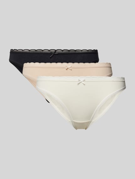 DORINA Slip met sierstrik en comfortabel model in een set van 3 stuks, model 'NAOMI' Offwhite - 1