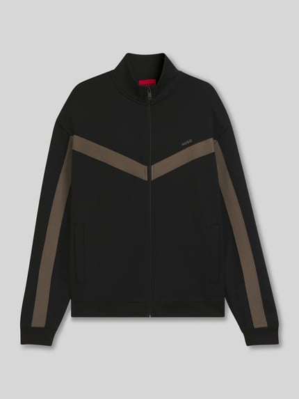 HUGO Relaxed Fit Sweatjacke mit Chevron-Tape Modell 'DARTI' Black 2