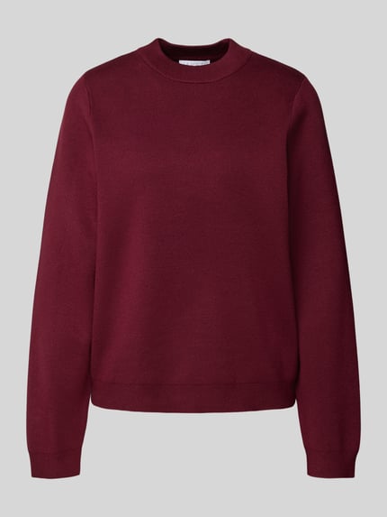 Jake*s Collection Strickpullover mit Rundhalsausschnitt Aubergine 2