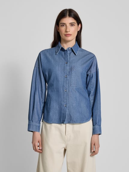 Weekend Max Mara Relaxed fit jeansblouse met borstzak, model 'NETTARE' Jeansblauw - 4