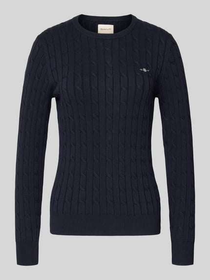 GANT Sweter z dzianiny z detalem z logo Granatowy 2