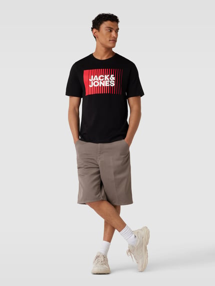 JACK & JONES t-shirt z nadrukiem z logo model 'CORP' Czarny 1