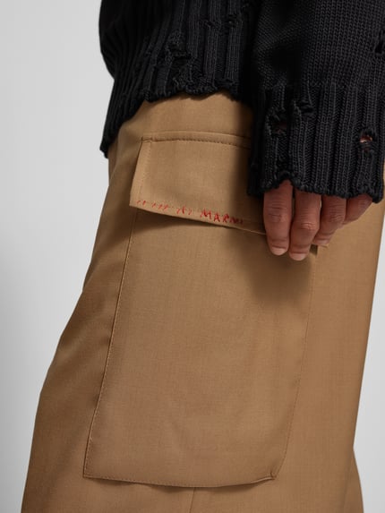 Marni Spodnie materiałowe z kieszenią z tyłu Camel 3