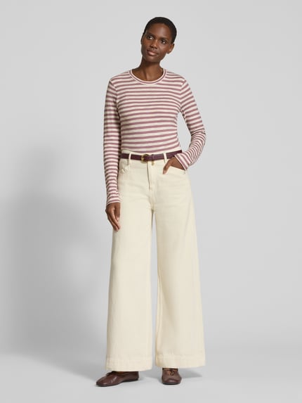 Marc O'Polo Langarmshirt mit abgerundetem Saumabschluss Mauve 1