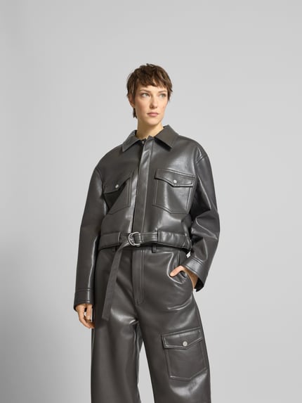 Nanushka Cropped jack in leerlook Donkergroen - 4