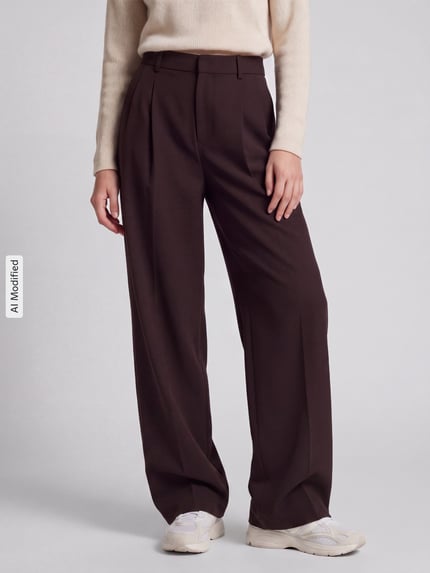 ONLY Regular Fit Weite Hose mit Viskose-Anteil Modell 'SONJA' Schoko 4