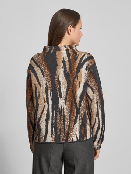 monari Gebreide pullover met opstaande kraag Donkerbruin - 5