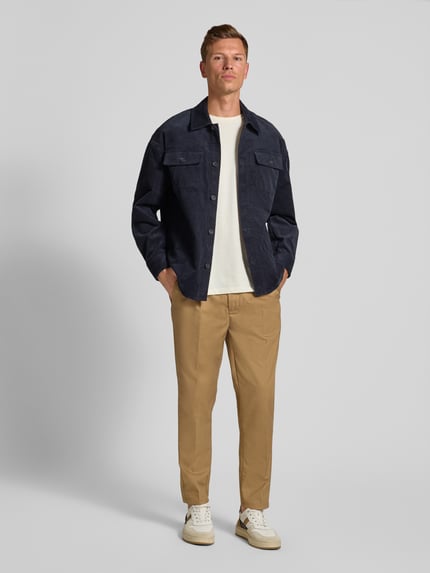 Casual Friday Broek met elastische band en persplooien, model 'MARC' Beige - 1